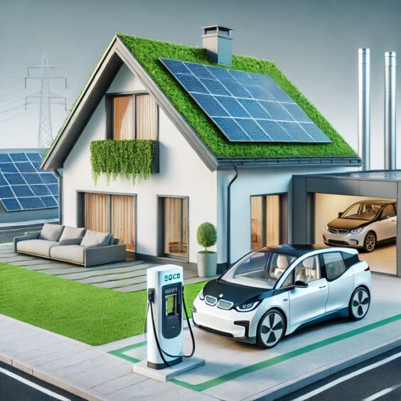 Alt 1: Energeticky úsporný rodinný dům se zelenou střechou a solárními panely
Alt 2: Dobíjecí stanice pro elektromobily vedle rodinného domu
Alt 3: Ilustrace státních dotací na fotovoltaiku a zelené střechy